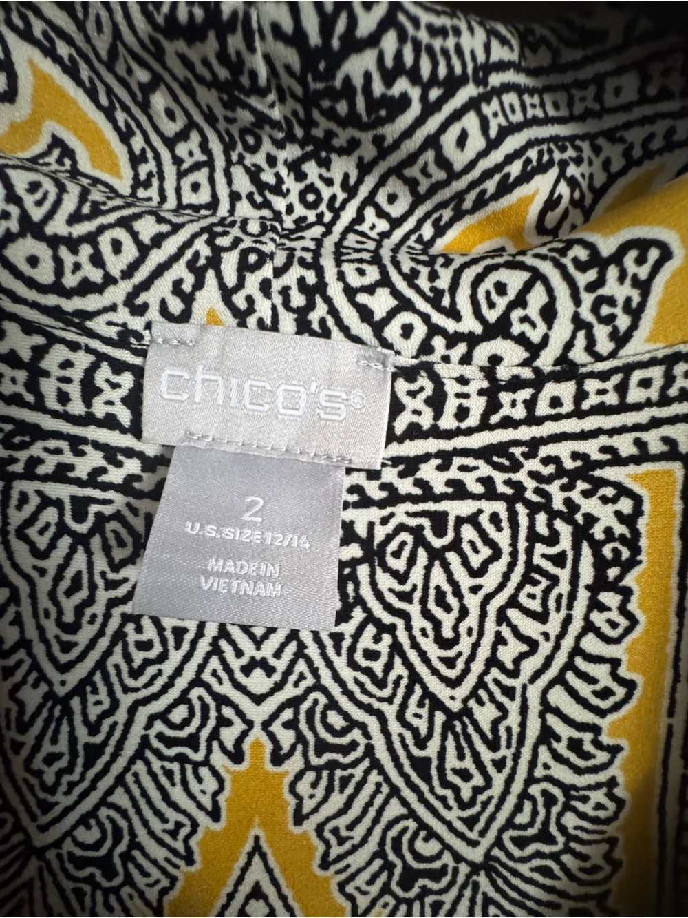 Chico's Black, White & Mustard Paisley-Print Accent Textile